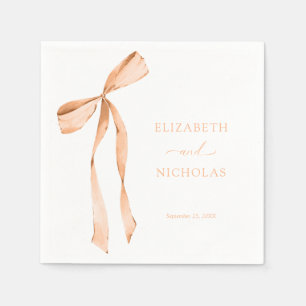 Serviette En Papier Mariage orange Apricot en ruban aquarelle