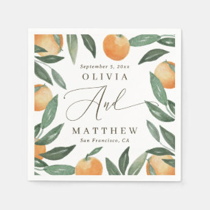 Serviette En Papier Mariage Orange Italien   Jardin Rustique aux Agrum