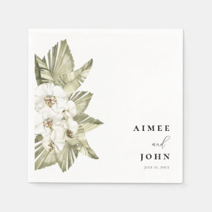 Serviette En Papier Mariage Orchidée blanche Cocktail Napkins