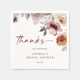 Serviette En Papier Mariage ou douche de mariée florale terracotta boh
