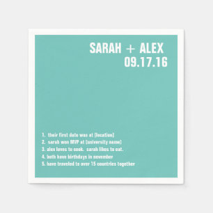 Serviette En Papier Mariage ou douche Fun Facts Cocktail Napkin