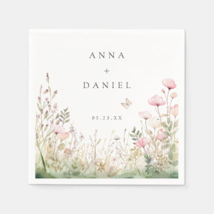Serviette En Papier Mariage papillon floral