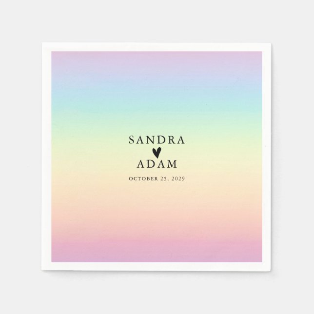 Serviette En Papier Mariage Pastel Ombre Rainbow Colors (Devant)