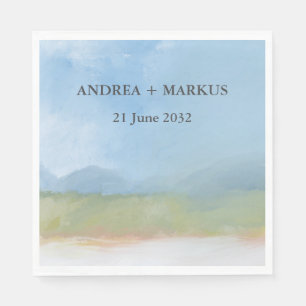 Serviette En Papier Mariage Paysage Peint Ciel bleu