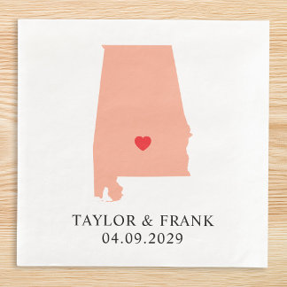 Serviette En Papier Mariage Peach Alabama