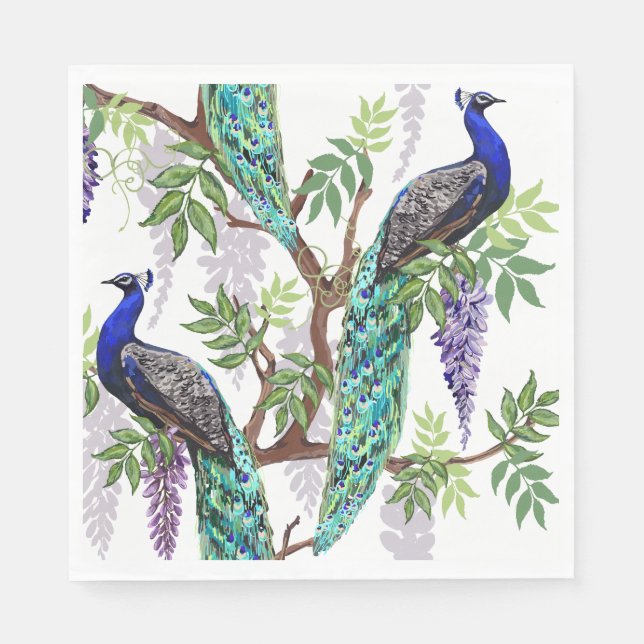 Serviette En Papier Mariage Peacock (Devant)