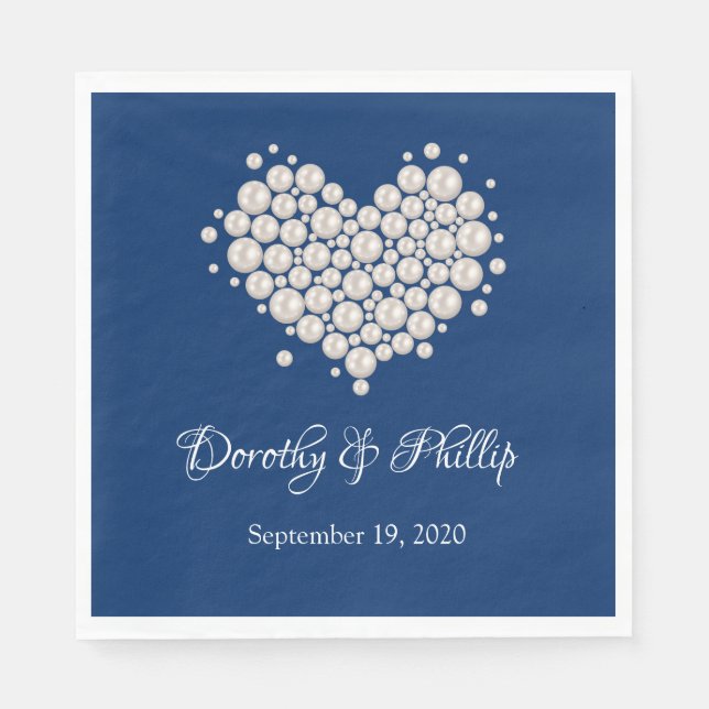 Serviette En Papier Mariage Pearl Hearl Papier de poche Napkins (Devant)