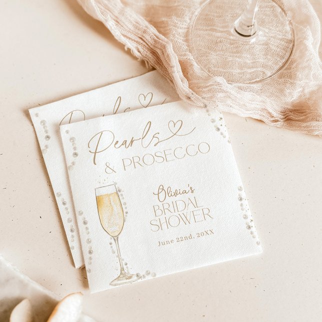 Serviette En Papier Mariage Pearl & Prosecco, Brunch & Bulles de Champ (Créateur téléchargé)