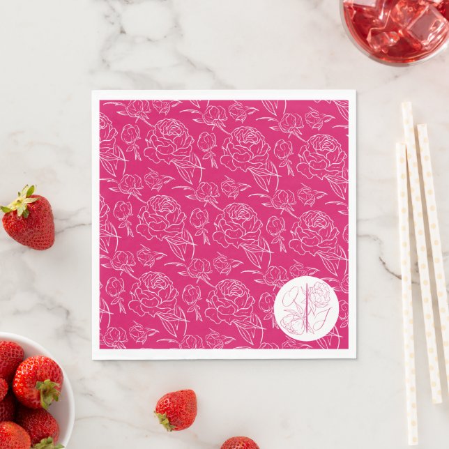 Serviette En Papier Mariage Peony Elegance (En situation)
