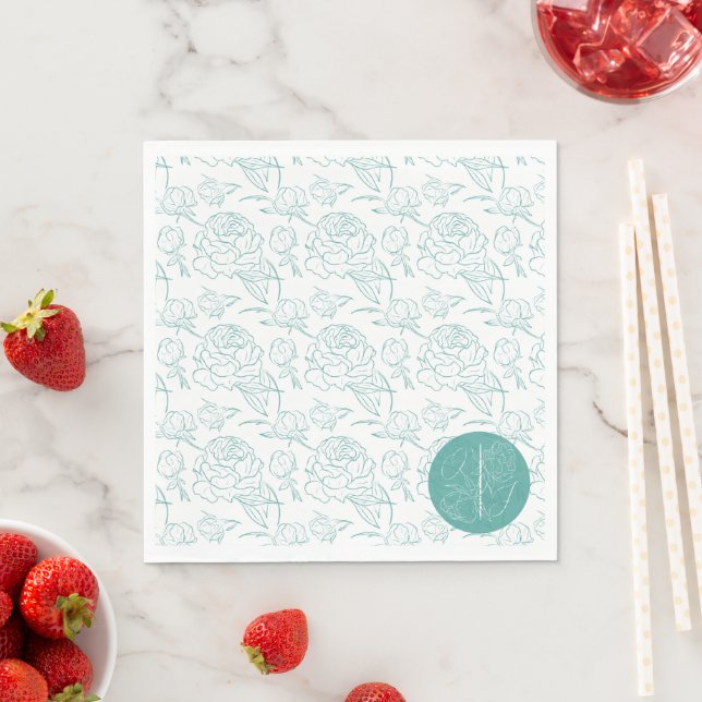 Serviette En Papier Mariage Peony Elegance (En situation)