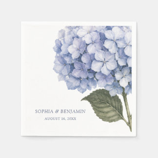 Serviette En Papier Mariage personnalisé à l'aquarelle fleur bleue Hyd