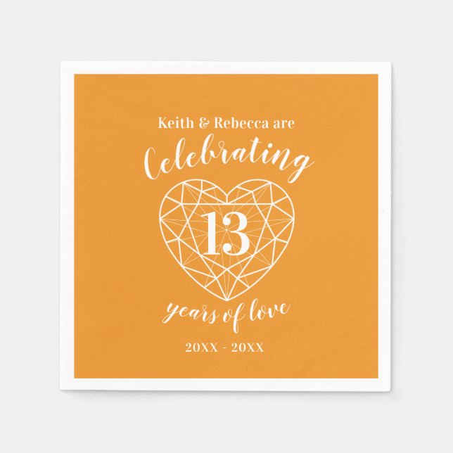 Serviette En Papier Mariage personnalisé anniversaire 13 ans de citrin (Devant)