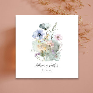 Serviette En Papier Mariage personnalisé aux fleurs sauvages blanches