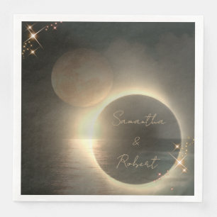 Serviette En Papier Mariage personnalisé avec photo d'éclipse solaire