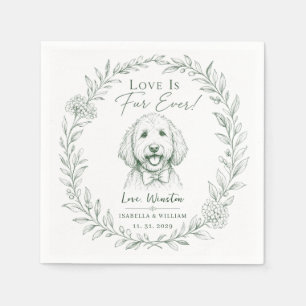 Serviette En Papier Mariage personnalisé chien animal familier verdure