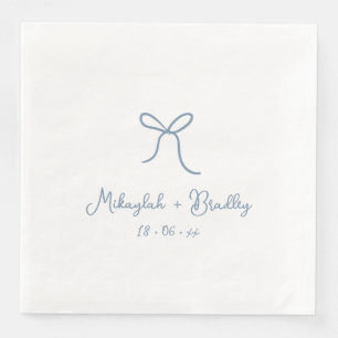 Serviette En Papier Mariage personnalisé Dusty Blue Whimsical Bow