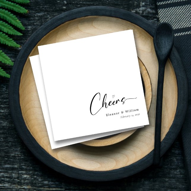 Serviette En Papier Mariage Personnalisé Élégant À La Main (Personalized Elegant Cheers Hand-Lettering Wedding Napkins)