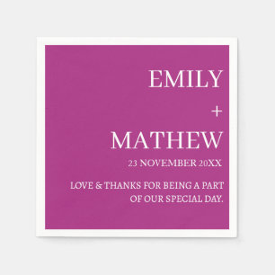 SERVIETTE EN PAPIER MARIAGE PERSONNALISÉ ÉLÉGANT CLASSIQUE MODERNE DE 