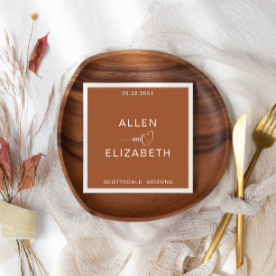 Serviette En Papier Mariage personnalisé élégant et moderne en terre c