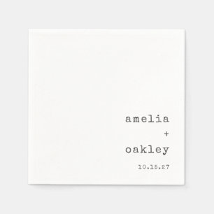 Serviette En Papier Mariage personnalisé minimaliste Retro Typewriter