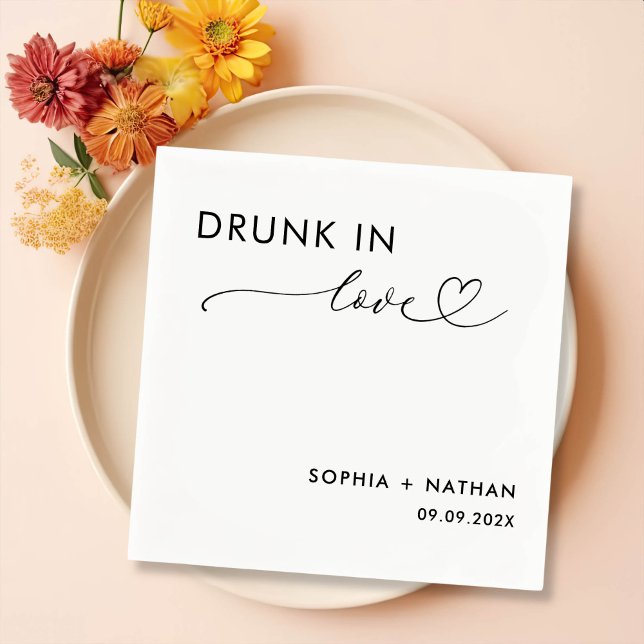 Serviette En Papier Mariage personnalisé moderne ivre dans l'amour (Créateur téléchargé)
