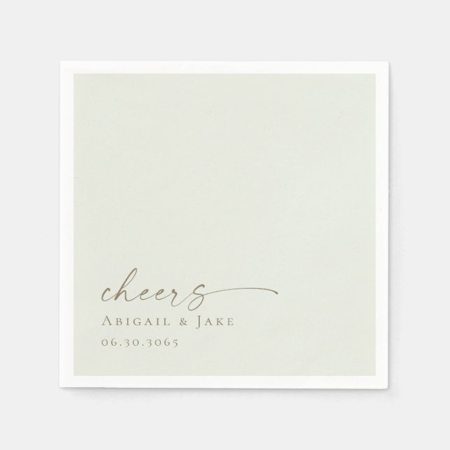 Serviette En Papier Mariage personnalisé Sage & Gold (Devant)