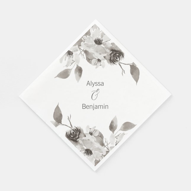 Serviette En Papier Mariage personnalisé Sepia (Coin)