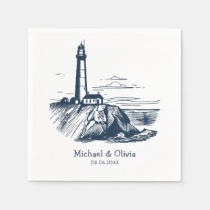 Serviette En Papier Mariage Phare Nautique Côté Mer Tendance Personnal