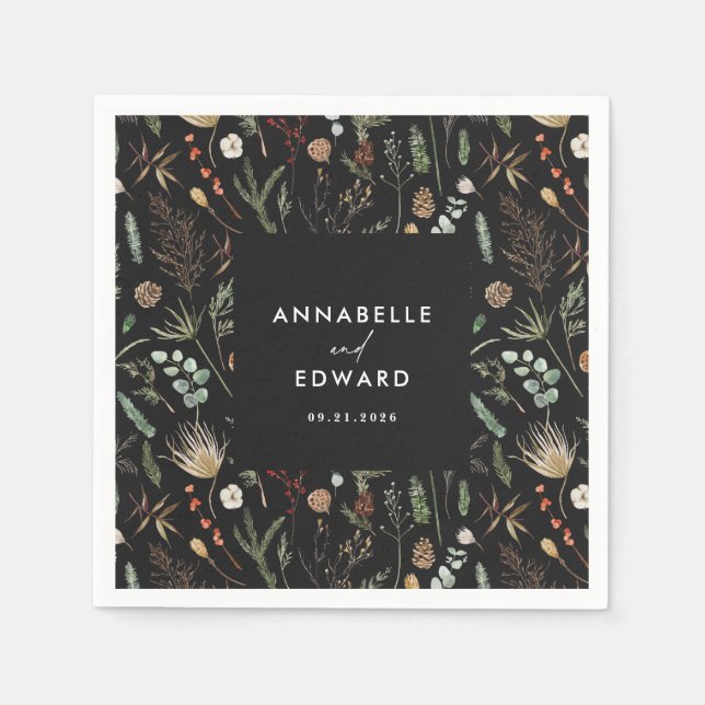 Serviette En Papier Mariage photo arche aquarelle botanique floral (Devant)