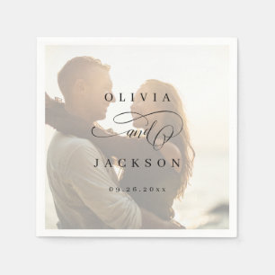 Serviette En Papier Mariage photo de script romantique simple