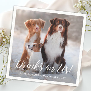 Serviette En Papier Mariage photo moderne simple personnalisé chien de