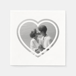 Serviette En Papier Mariage photo personnalisé en forme de coeur