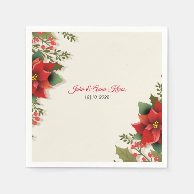 Serviette En Papier Mariage Poinsettia (Devant)
