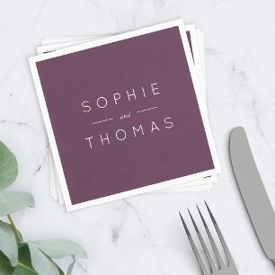 Serviette En Papier Mariage pourpre foncé