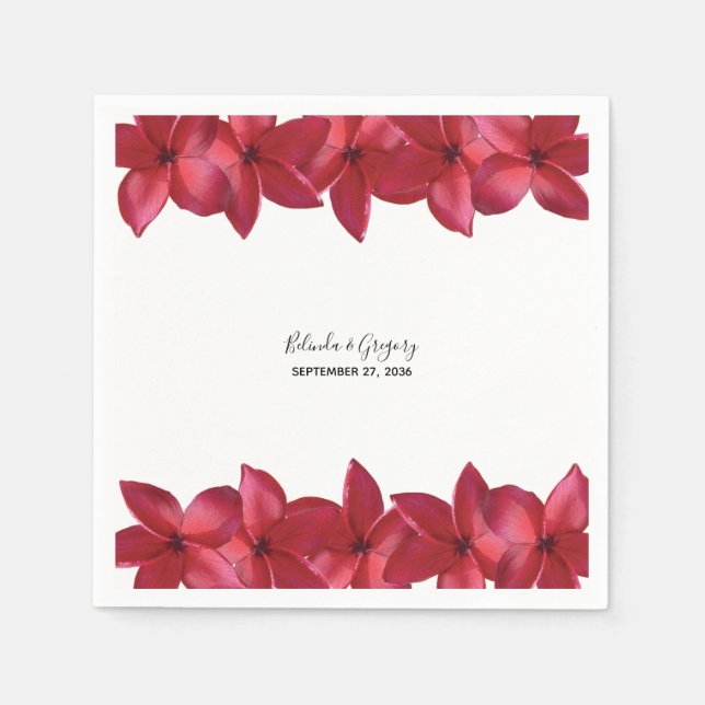 Serviette En Papier Mariage Red Plumeria Frangipani (Devant)