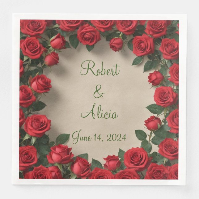 Serviette En Papier Mariage Red Rose (Devant)