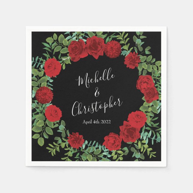 Serviette En Papier Mariage Red Rose (Devant)