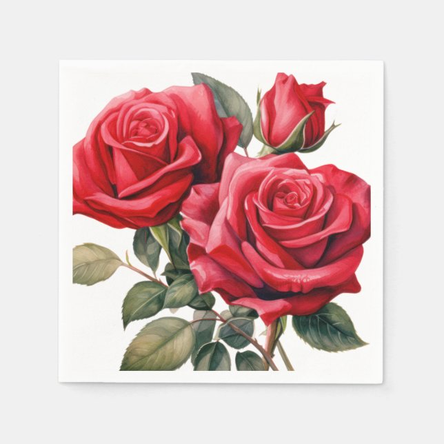 Serviette En Papier Mariage Red Roses (Devant)