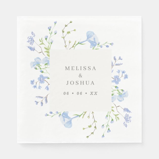 Serviette En Papier Mariage Regency Blue Watercolor (Devant)