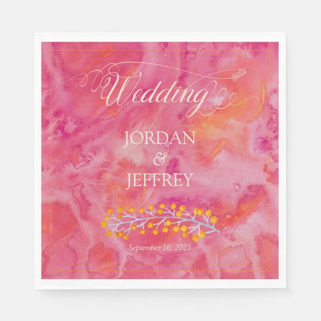 Serviette En Papier Mariage romantique couleur chaude (Devant)