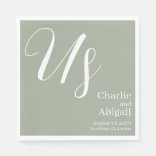 Serviette En Papier MARIAGE romantique moderne des Etats-Unis sur Sage