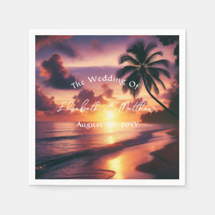 Serviette En Papier Mariage romantique sur la plage de coucher de sole