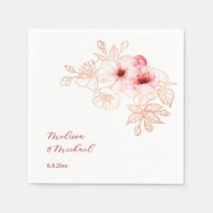 Serviette En Papier Mariage Rose Blanc Fleur de Cerisier