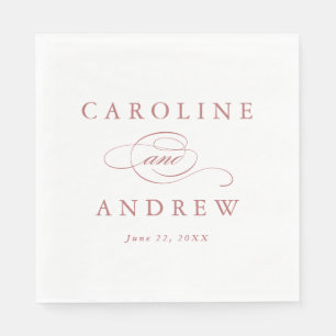Serviette En Papier Mariage rose foncé classique