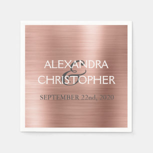 Serviette En Papier Mariage Rose Gold Blush Pink Foil serviettes