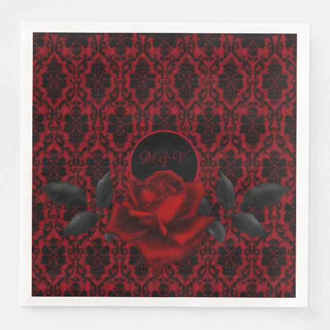 Serviette En Papier Mariage Rose gothique foncé (Devant)