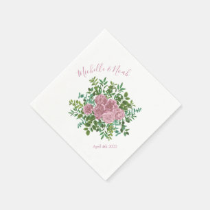 Serviette En Papier Mariage rose Pastel Rose Vintage