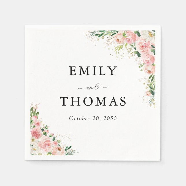 Serviette En Papier Mariage rose rose vierge (Devant)
