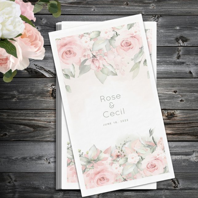 Serviette En Papier Mariage Rose rougissant (Créateur téléchargé)