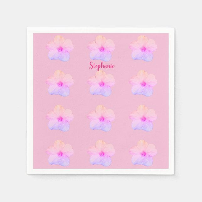 Serviette En Papier Mariage rose violet Fête des mariées Florale Anniv (Devant)